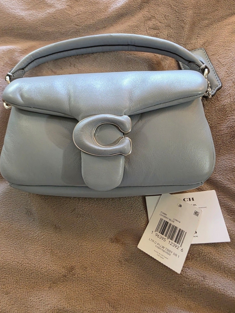 CH Coach Light Blue Leather Mini PUFFER Crossbody